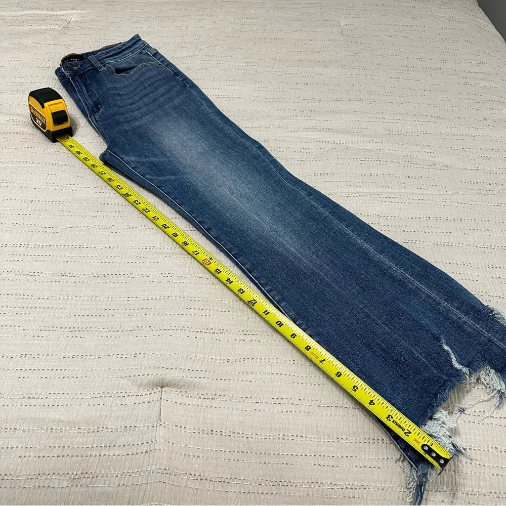 Classic Blue Frayed Hem Flare Jeans - Picture 6 of 6